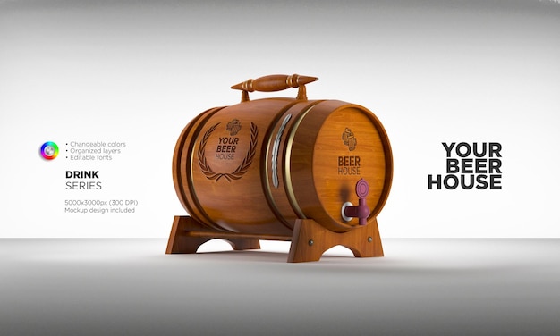 Wine or beer barrel mockup