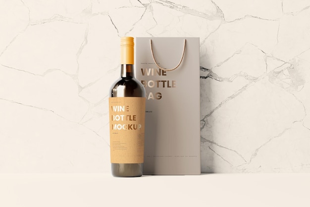 wine bottle and bag mockup scenes