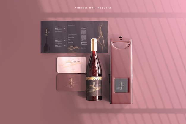 Wine bottle branding mockup