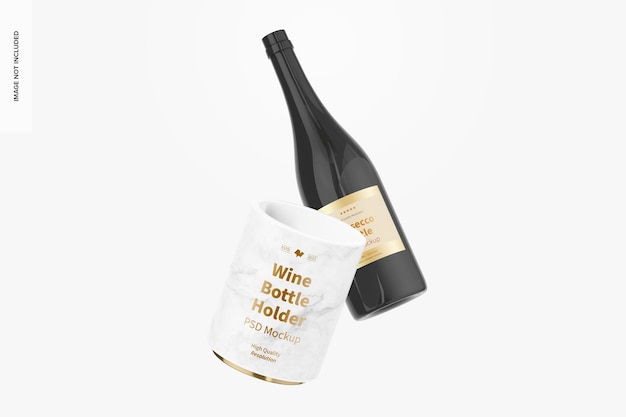 Wine bottle holder mockup, floating