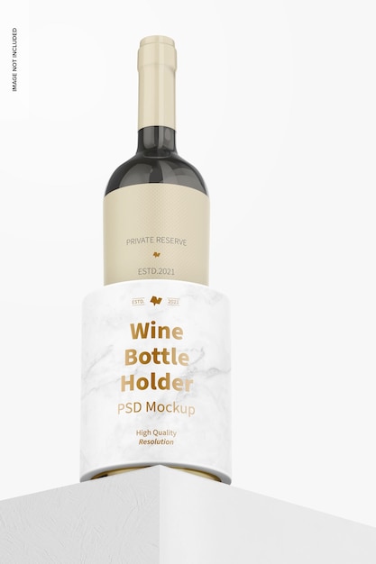 Wine bottle holder mockup, low angle view