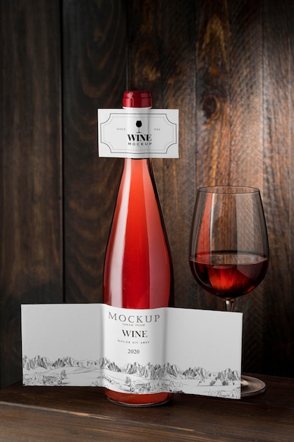 Wine bottle label  and glass mock up