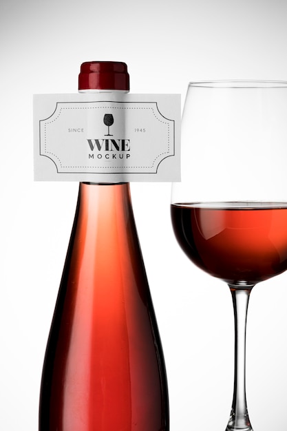 wine bottle label  and glass mock up