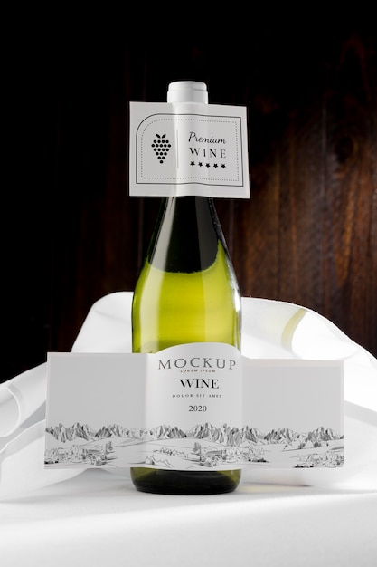 wine bottle label mock up