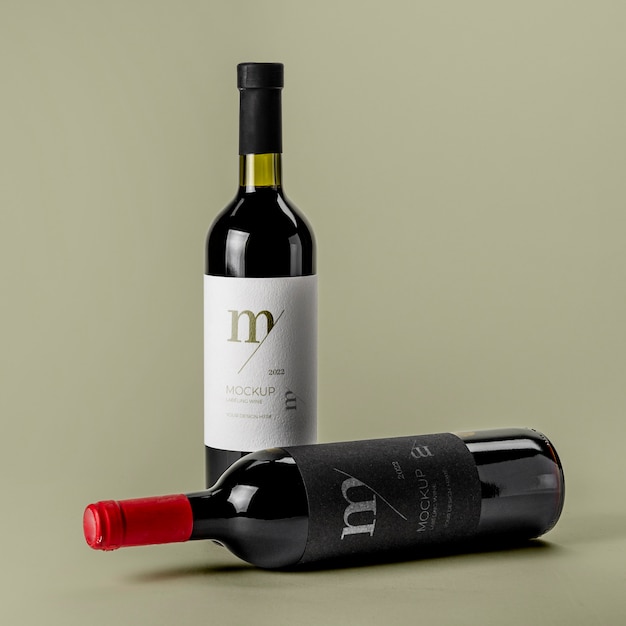 Wine bottle label mockup design