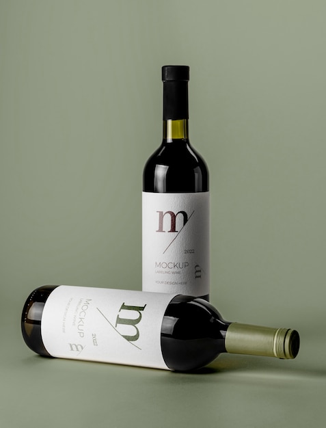 PSD wine bottle label mockup design