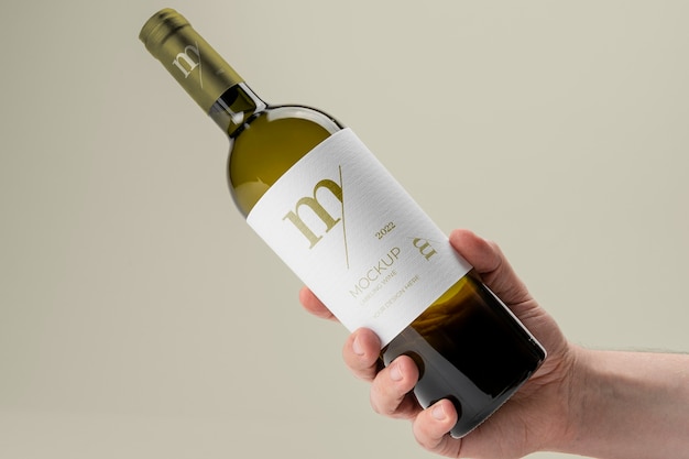 Wine bottle label mockup design