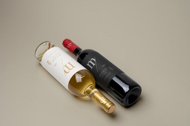 PSD wine bottle label mockup design