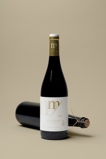 PSD wine bottle label mockup design