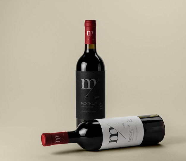 PSD wine bottle label mockup design