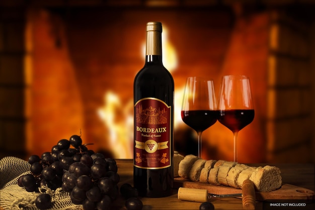 PSD mockup di etichette per bottiglie di vino