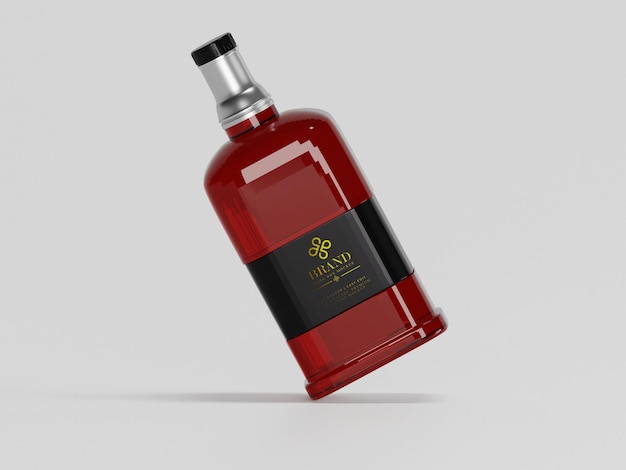 Wine bottle mockup debossed effect