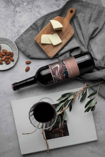 PSD design di mockup di bottiglie di vino