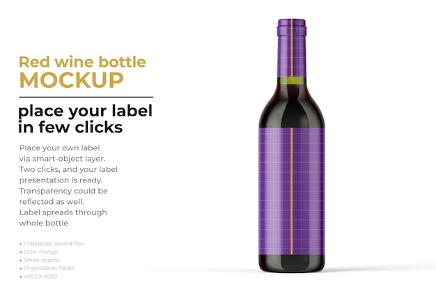 PSD wine bottle mockup isolated