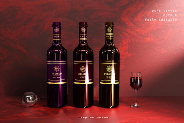 PSD mockup di bottiglia di vino psd design modificabile