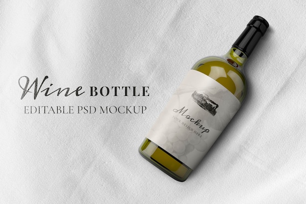 Mockup di bottiglia di vino psd, design elegante modificabile