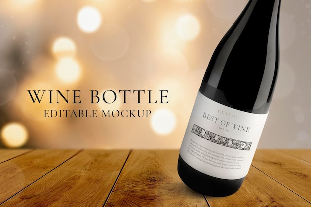 PSD wine bottle mockup psd, editable elegant design