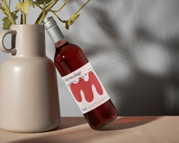 PSD wine bottle mockup with braille inclusive packaging