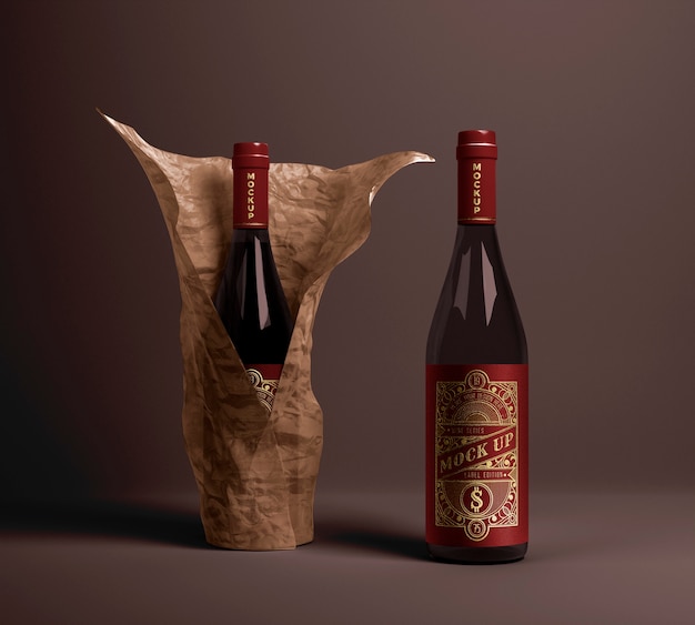 Макет упаковки бутылки вина минимальный