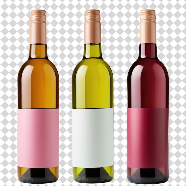 PSD modello di bottiglia di vino isolato su sfondo trasparente formato file psd
