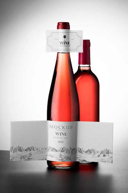 wine bottles label mock up