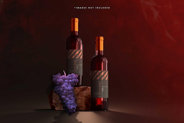 Wine bottles mockup