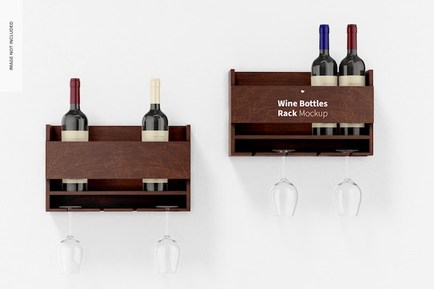 PSD wine bottles racks mockup, front view