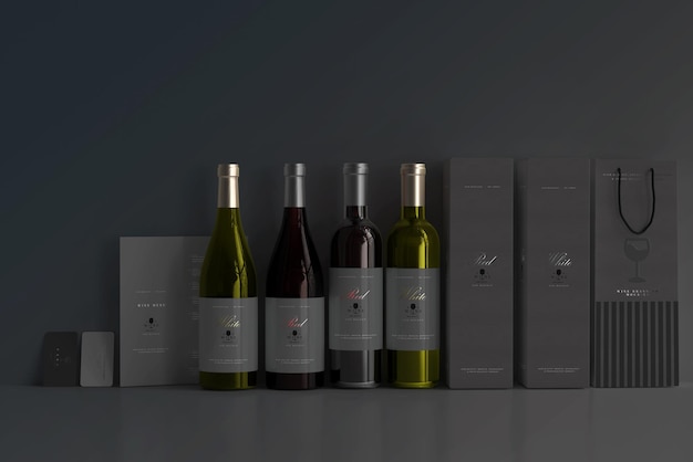 Wine branding mockup scene