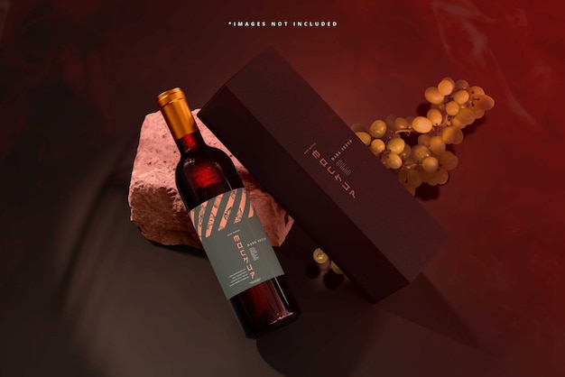 PSD wine branding mockup scene