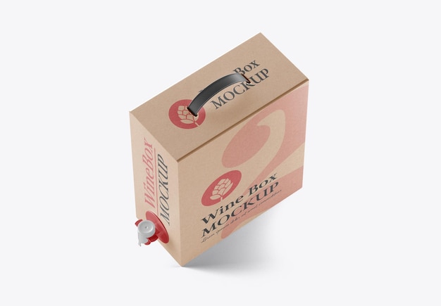 Wine Carton Box with Dispenser Mockup