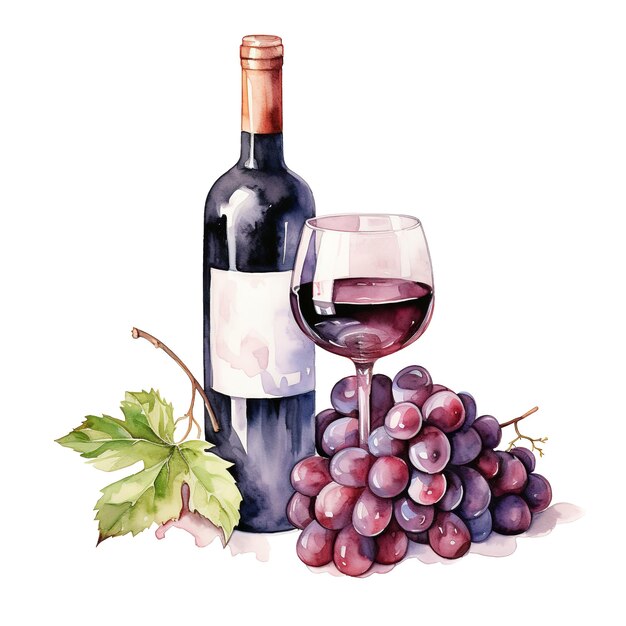 PSD wine for christmas event watercolor style ai generated