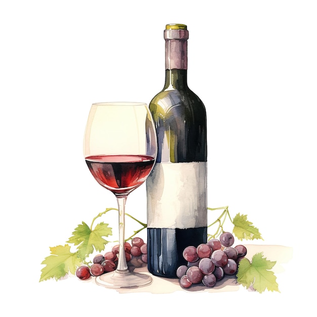 PSD wine for christmas event watercolor style ai generated