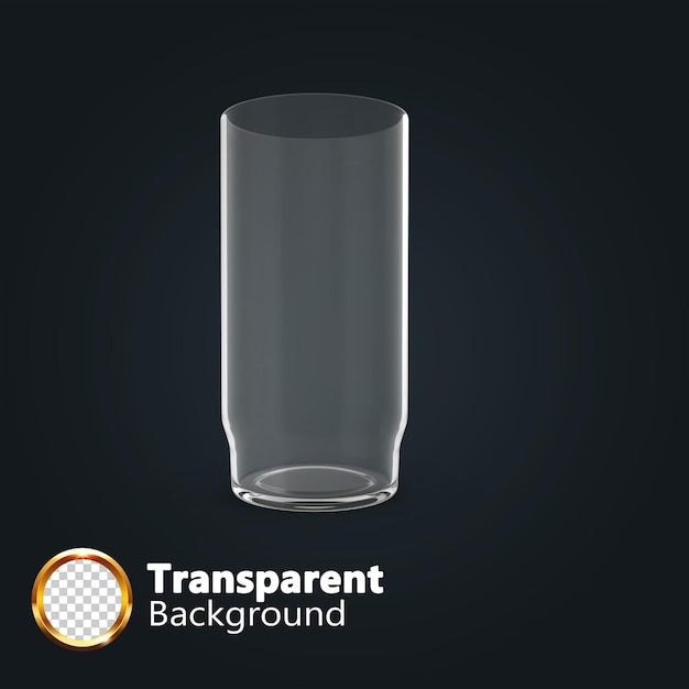 PSD wine glass and  transparent glass empty cups of different shapes 3d render in transparent background