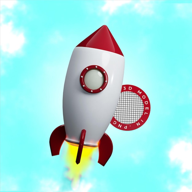 Rocket di vino con fiamme modello 3d