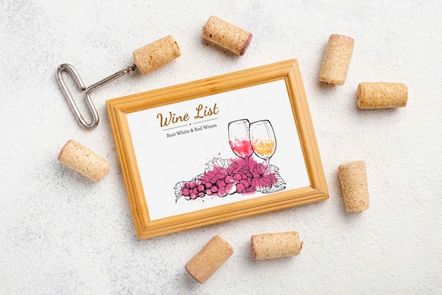 Wine stoppers with corkscrew and frame