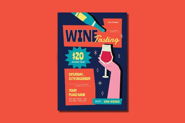 PSD wine tasting flyer