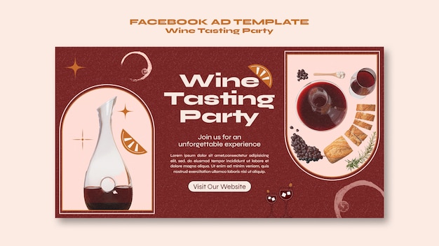 Wine tasting party facebook template