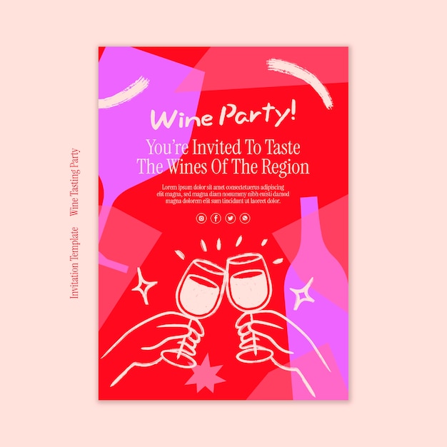 PSD wine tasting party invitation template