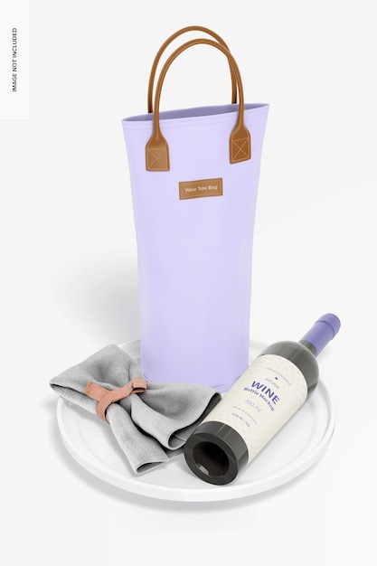wine tote bag mockup, perspective