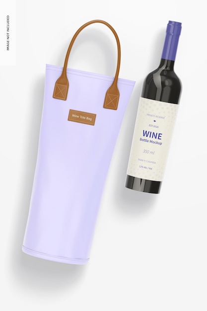 wine tote bag mockup, top view