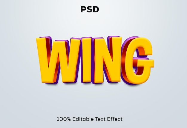 Wing 3d text effect