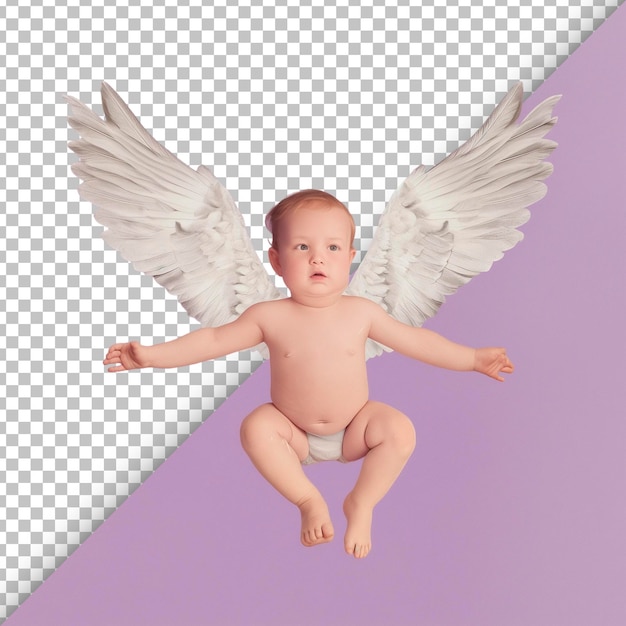 날개 가 있는 유아 가 투명 한 배경 에 고립 되어 있다
