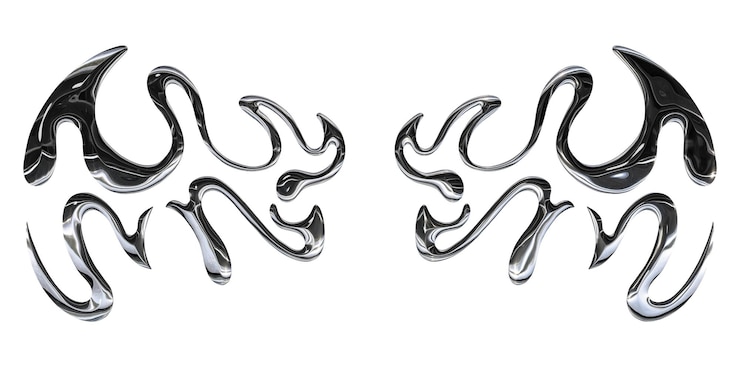 PSD wings tribal liquid chrome voor sjabloon en achtergrond of patroon