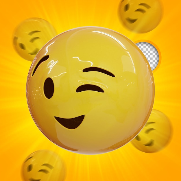 PSD wink 3d rendering emoji