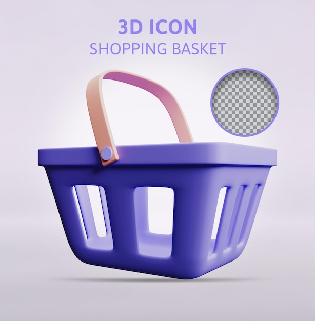 Winkelmandje pictogram 3d render illustratie