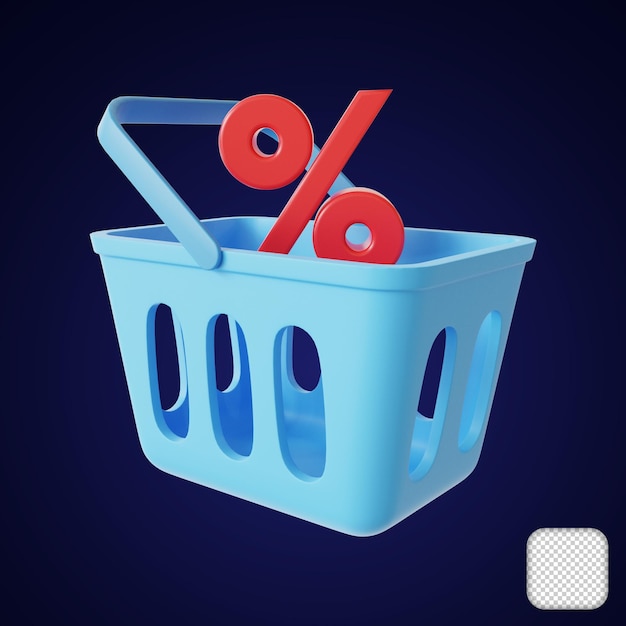 Winkeltas met Percentage Icon 3d illustratie