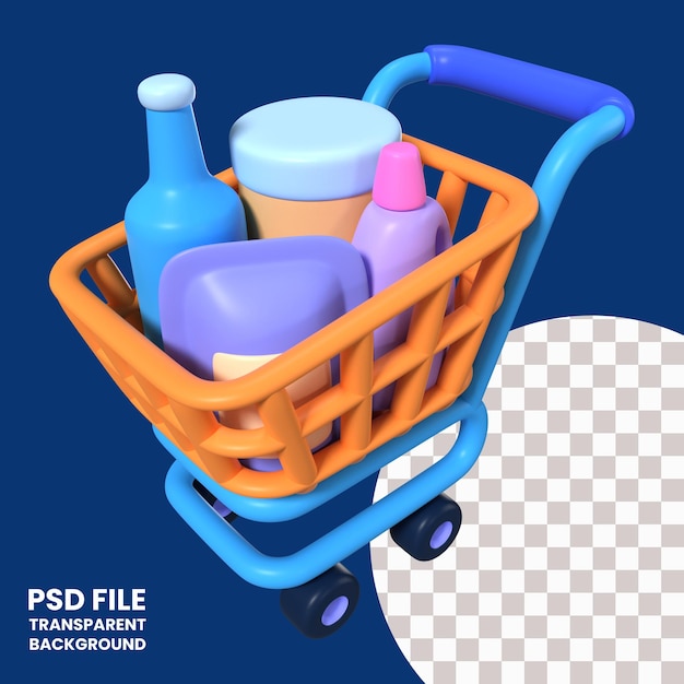 Winkelwagen vol 3D illustratie pictogram