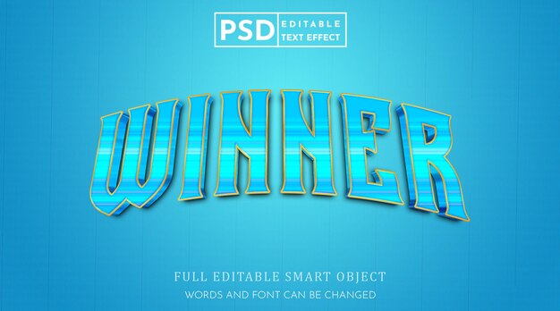 Winnaar 3d-tekststijleffect psd premium-sjabloon