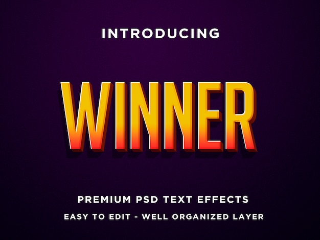 Winnaar, premium 3d-teksteffecten psd