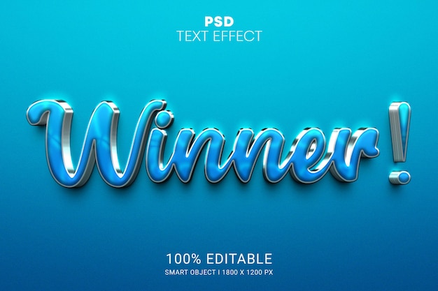 Winnaar psd slim object bewerkbaar teksteffectontwerp